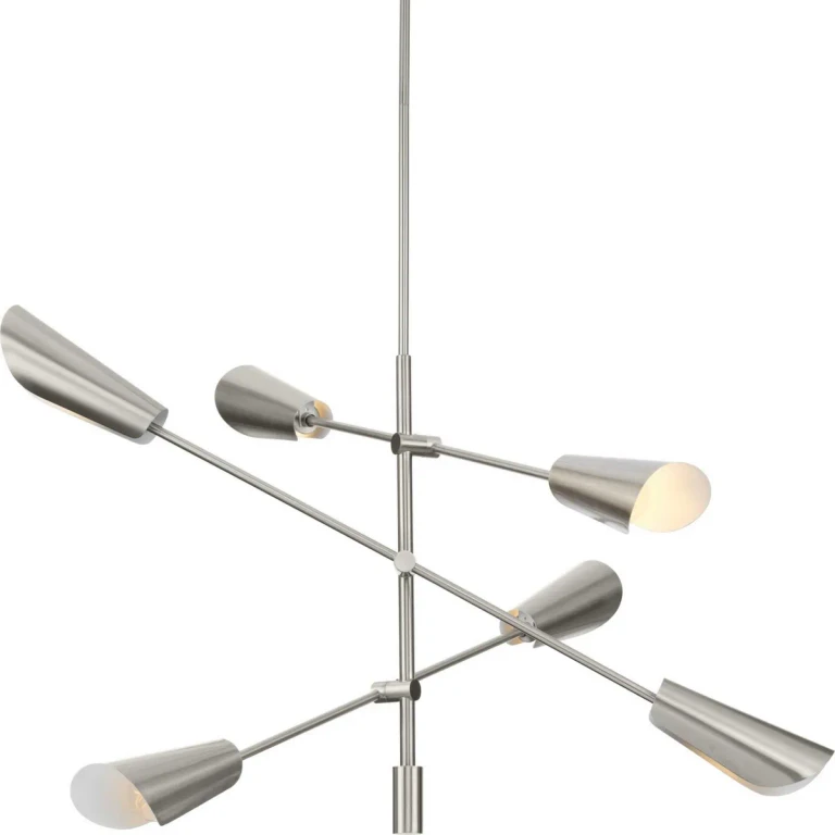 Brushed Nickel Six Light Chandelier from the Cornett Collection