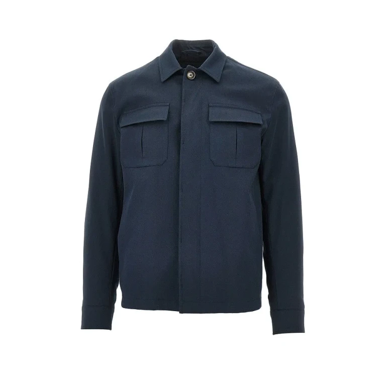 Chaqueta tipo camisa Herno de gabardina elástica