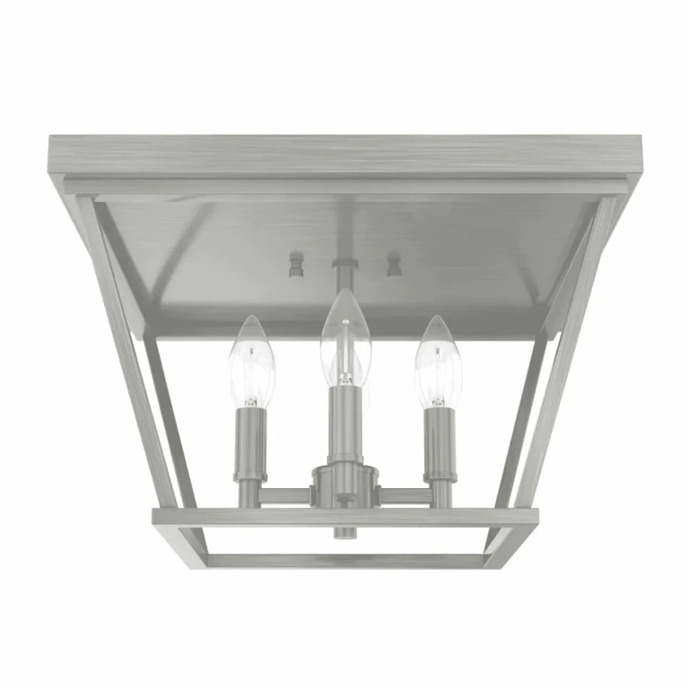 Brushed Nickel Four Light Flush Mount from the Laurel Ridge Collection
