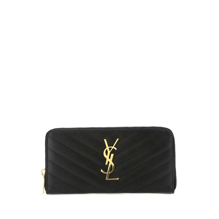 Saint Laurent Black Leather Wallet 1000 Calf Skin Portafogli - Women