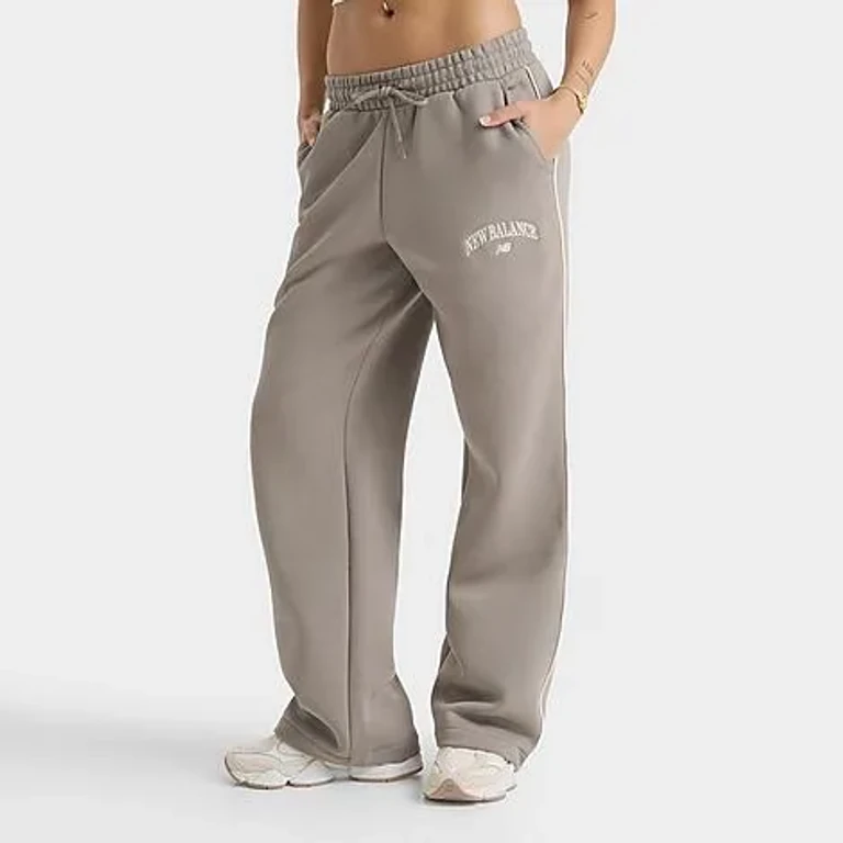 New Balance Women's Varsity Wide-Leg Fleece Jogger Pants in Dockside Size: XS
