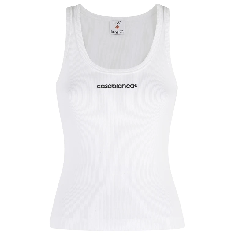 Casablanca Ribbed Tank Top White Cotone Tops - Women