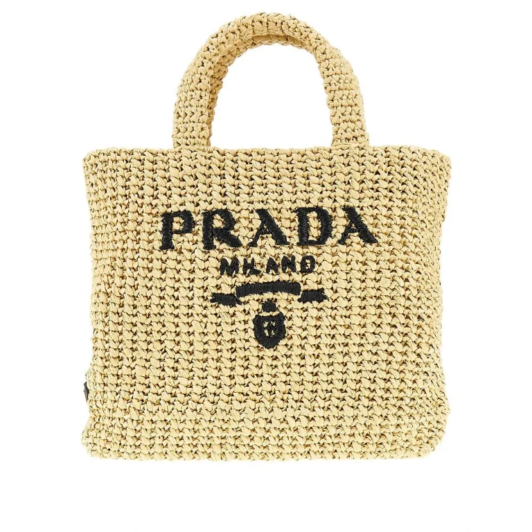 PRADA Woven raffia tote bag Woman One Size