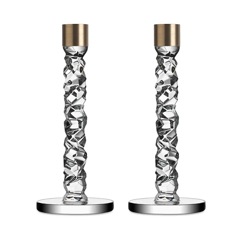 Orrefors Carat Large Clear Candlesticks, Set of 2