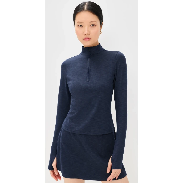 Splits59 Stevie Half Zip Top Heather Indigo XS
