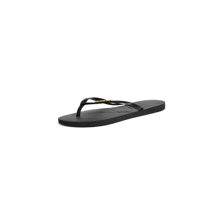 Havaianas Slim Metallic Logo Sandals Black/Golden 11/12