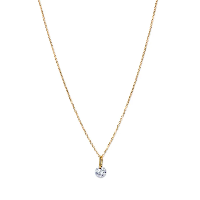 14K Yellow Gold Lab Grown Diamond Solitaire Pendant Necklace, 16-20