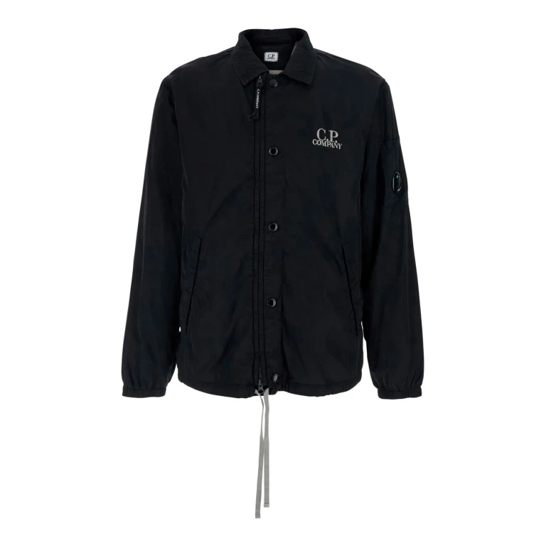 C. P. Company Black Jacket With Logo On The Front And Back And Logo Plate On The Sleeve In Tech Fabric Men