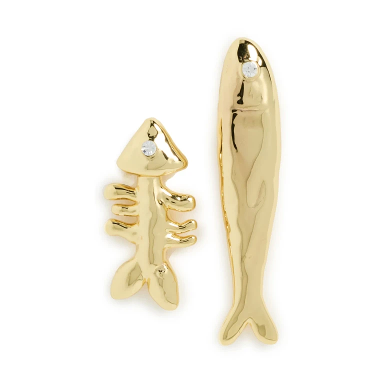 éliou Sardine and Fishbone Earrings Gold Plated One Size