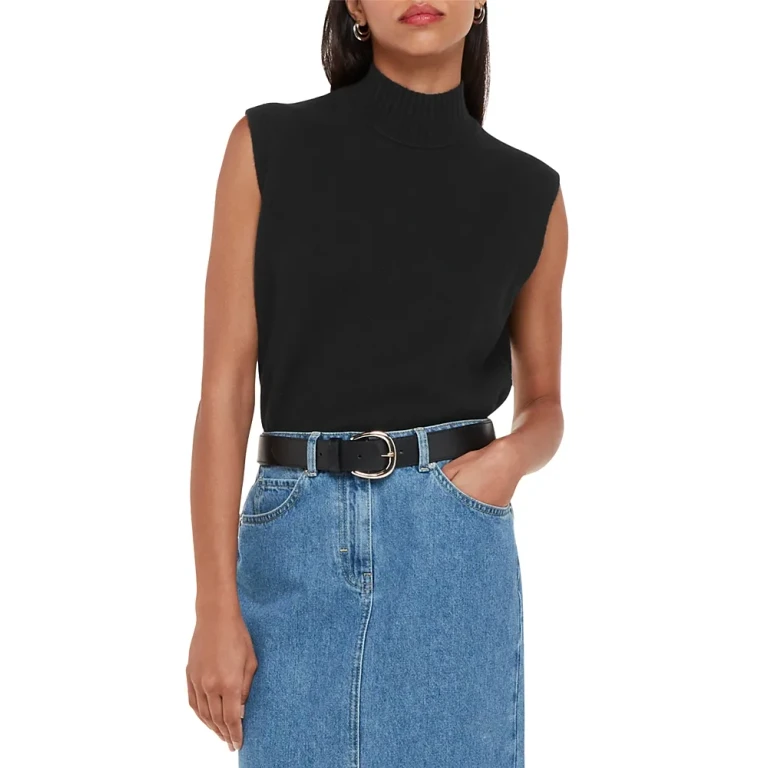 Whistles Funnel Neck Knit Tank Top
