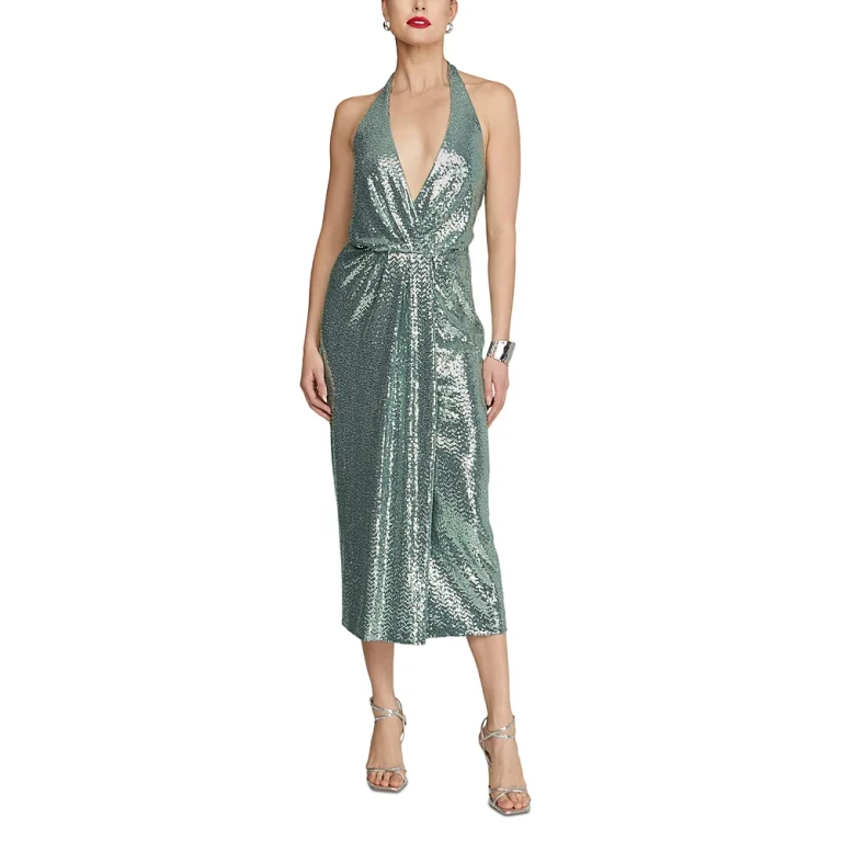 Halston Leonie Disco Jersey Midi Dress