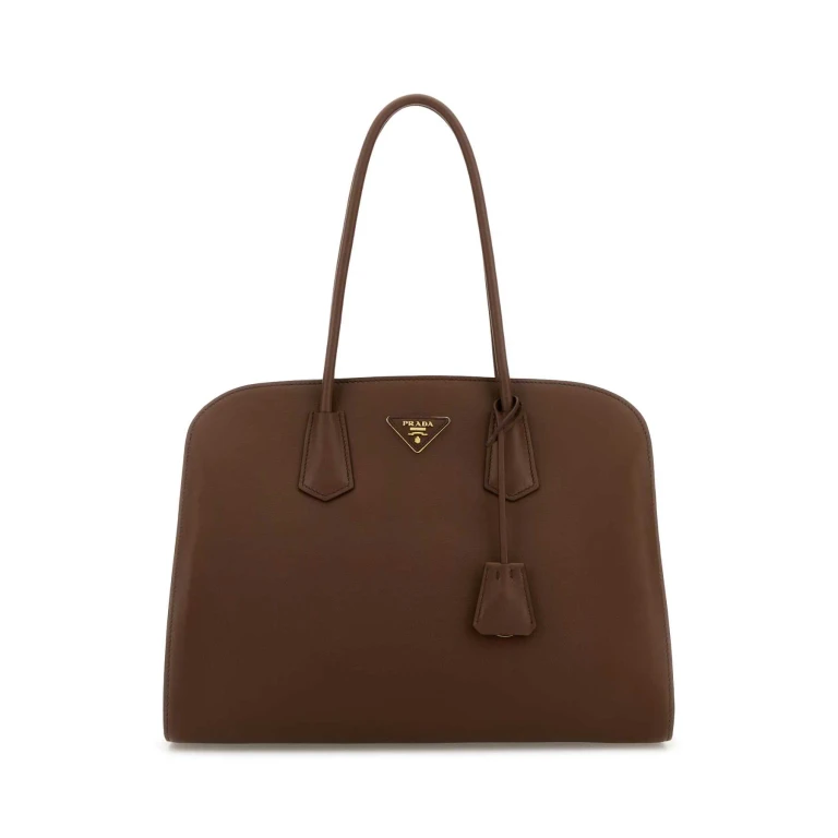 Chocolate Leather Shopping Bag