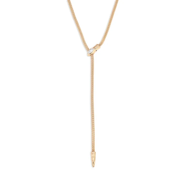 Ettika Serpentina Marquise Cubic Zirconia Snake Chain Adjustable Lariat Necklace in 18K Gold Plated, 26
