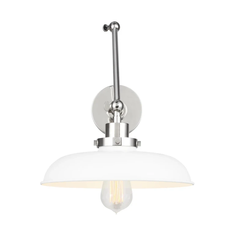 Visual Comfort Studio Wellfleet Wall Sconce in Matte White And Polished Nickel by Chapman & Myers