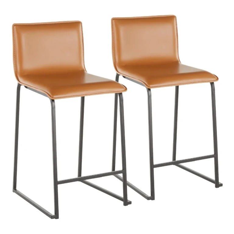 Black Upholstered Counter Height Stool (Set of 2) - Mara