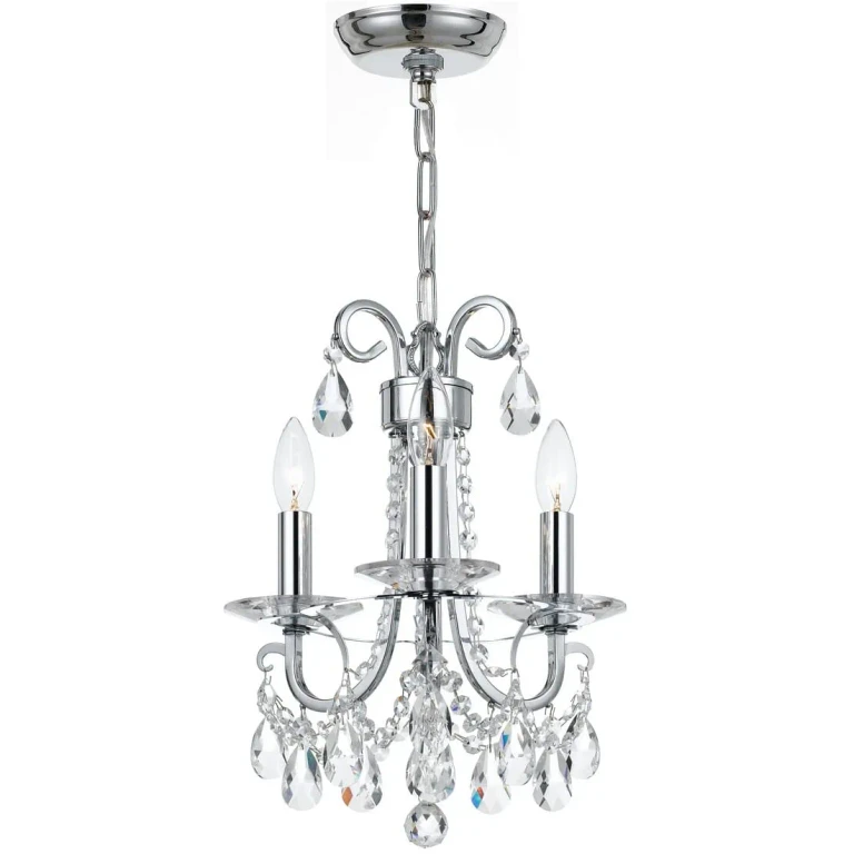 Othello 3-Light 16" Mini Chandelier in Polished Chrome with Clear Hand Cut Crystals