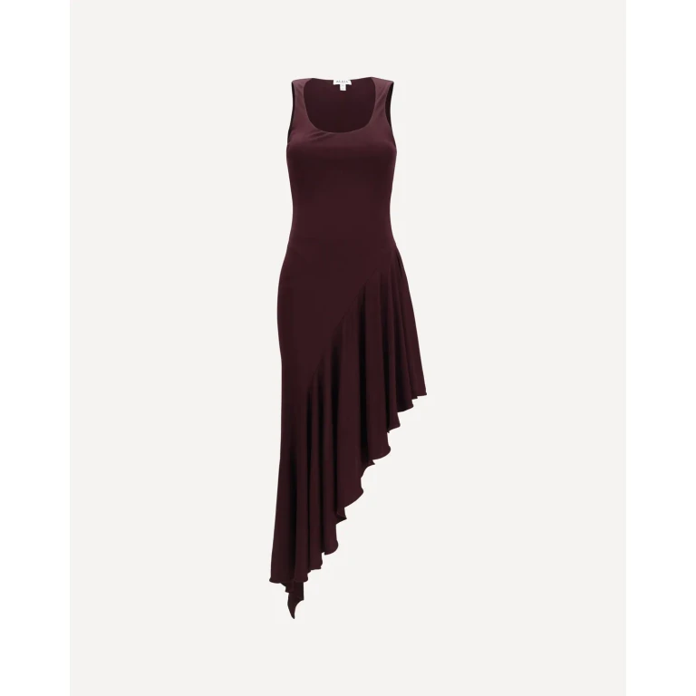 Fluid jersey asymmetric dress