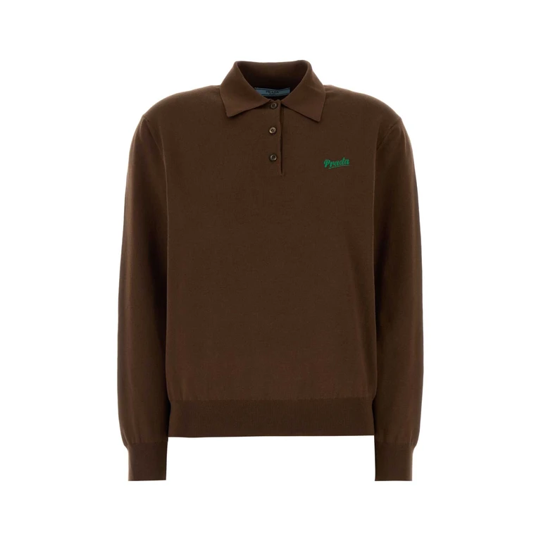 Brown Silk Blend Polo Shirt Tabacco+prato Exterior: Recycled Nylon - Women