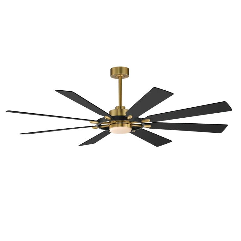Black Natural Aged Brass 72" Ceiling Fan from the Helm Collection