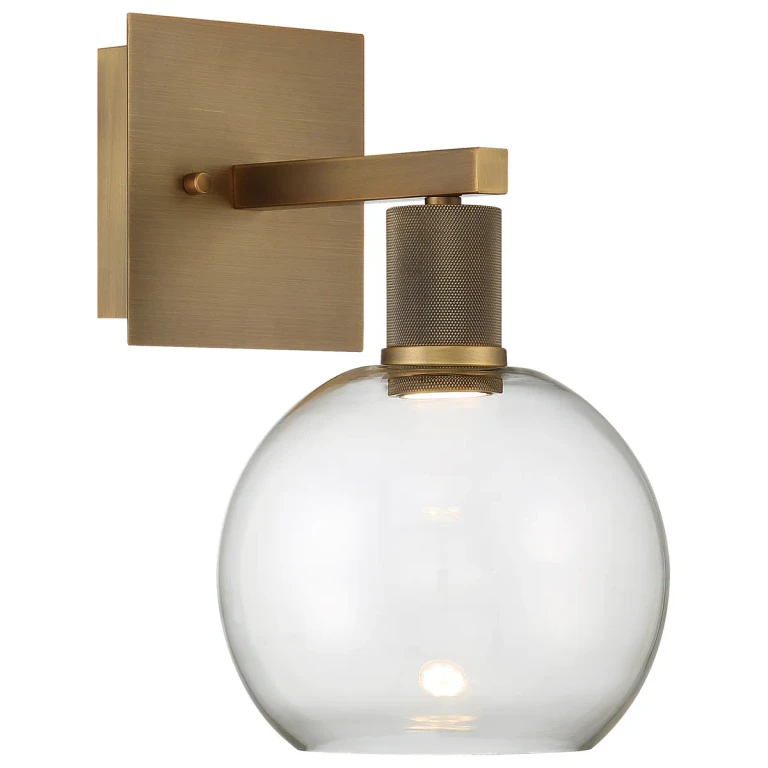 Antique Brushed Brass LED Wall Sconce from the Port Nine Burgundy Collection