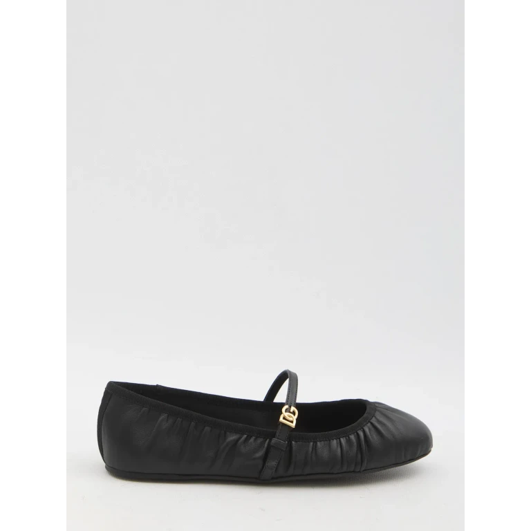 Dolce & Gabbana Ballerinas With Metallic Logo And Strap