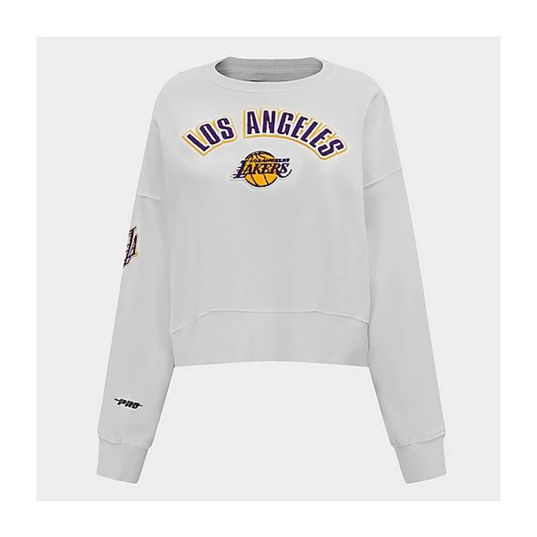 Pro Standard Women's Los Angeles Lakers NBA Classic Fleece Crewneck Sweatshirt in White Size: XS