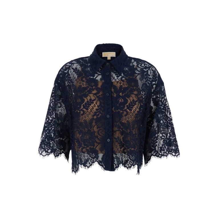 MICHAEL Michael Kors Black shirt With Classic Collar And Lace Design In Tech Fabric For Women