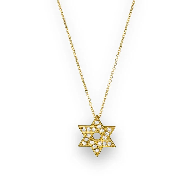 Diamond Star of David Pendant Necklace in 14K Yellow Gold, .18 tcw