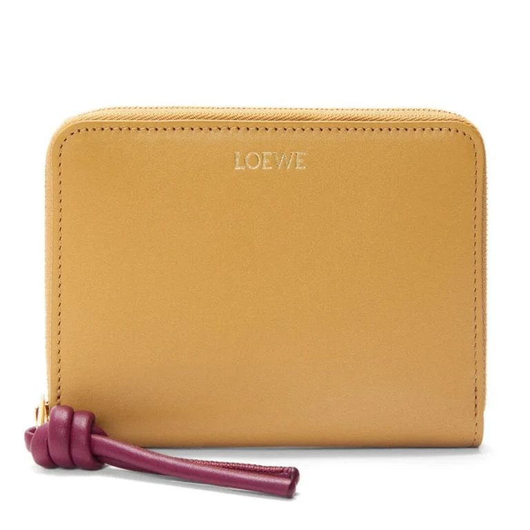 Loewe Knot Compact Zip Around Wallet - Sahara/Crimson