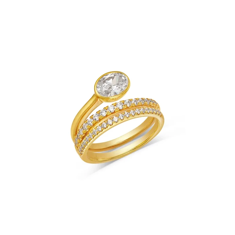 Certified Lab Grown Diamond Oval & Round Bypass Ring in 14K Yellow Gold, 2.0 tcw