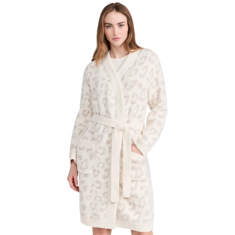 Barefoot Dreams Cozy Chic Barefoot in the Wild Robe Cream/Stone M