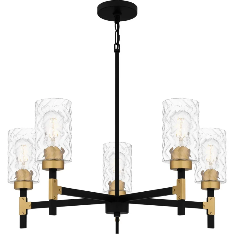 Matte Black Five Light Chandelier from the Carly Collection