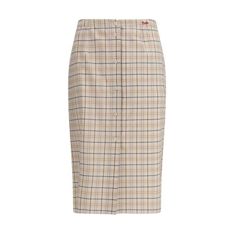 Prada Checked Cotton Poplin Pencil Skirt