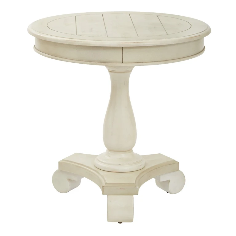 Avalon Antique Beige Round Accent Table