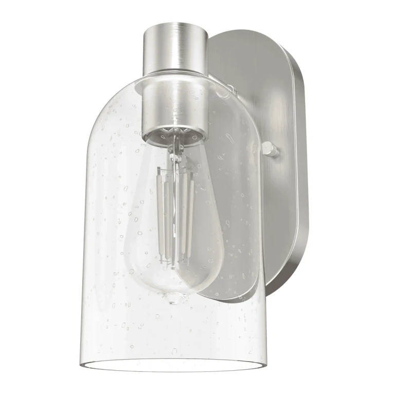 Brushed Nickel One Light Wall Sconce from the Lochemeade Collection
