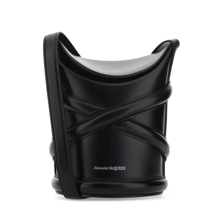 Black Leather The Curve Bucket Bag