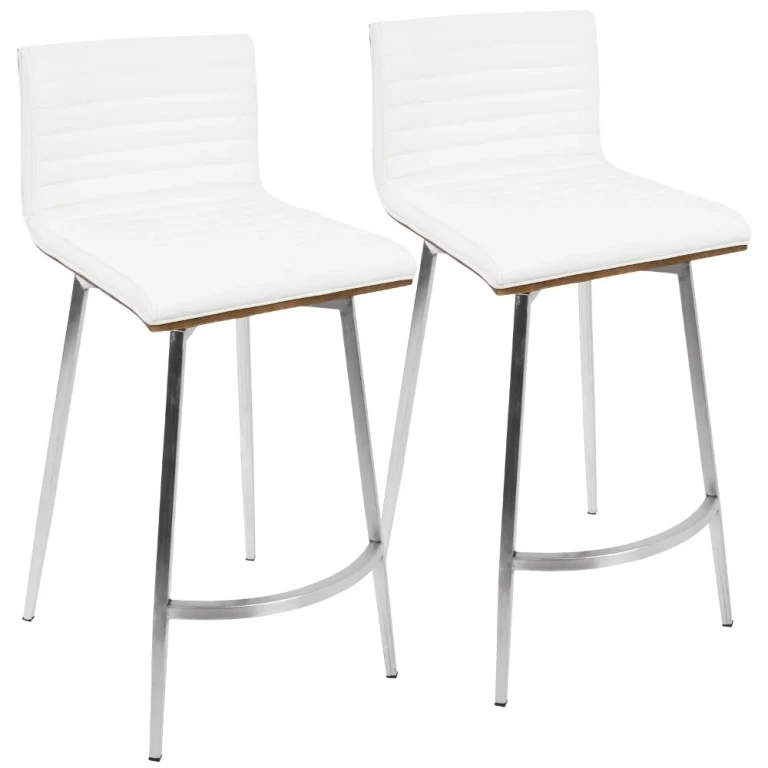 Contemporary White Swivel Counter Height Stool (Set of 2) - Mason