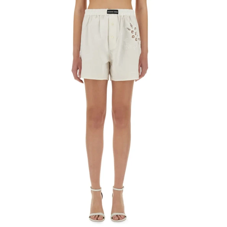 Marine Serre Upcycled Linen Shorts