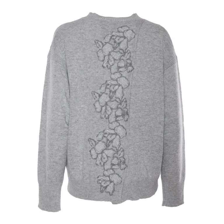 Ermanno Di E. Scervino Knitted Fabric With Insert Grey Crewneck - Women