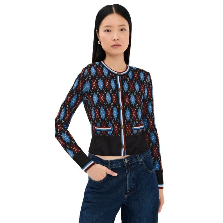 Veronica Beard Sylvane Cardigan Black multi XS