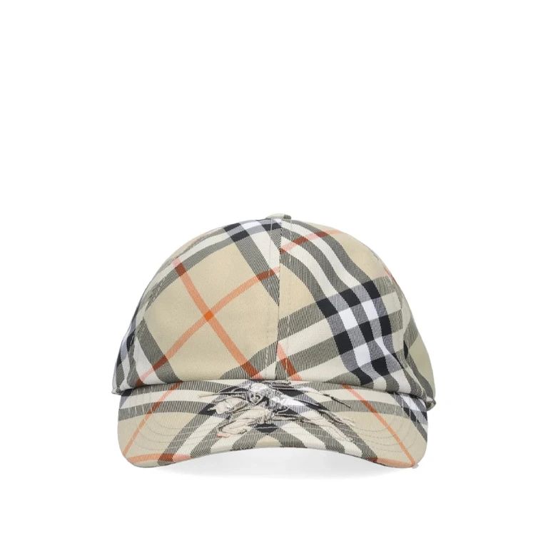 Burberry Equestrian Knight-Applique Checked Baseball Cap