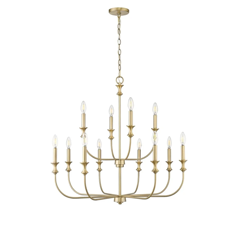 Vintage Brass 12 Light Chandelier from the Savanne Collection