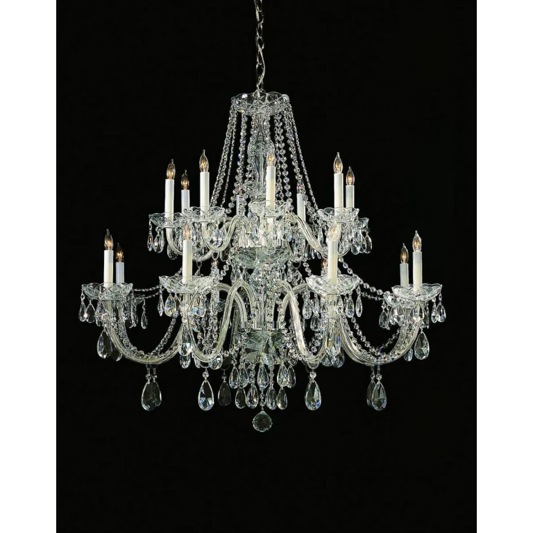Traditional Crystal 16-Light 34" Traditional Chandelier in Polished Chrome with Clear Swarovski Strass Crystals
