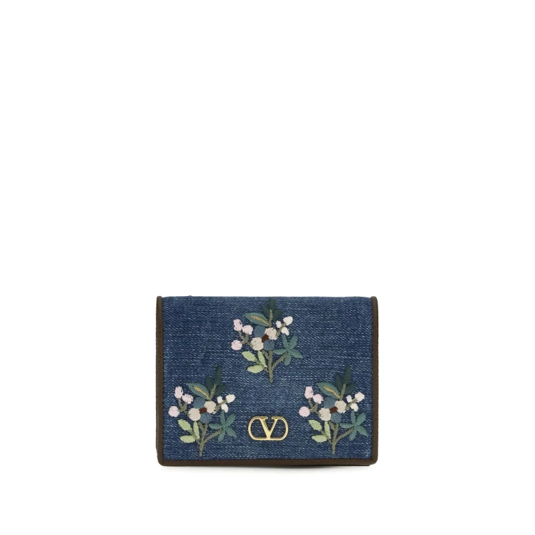 Valentino Garavani Vlogo Signature Denim Wallet