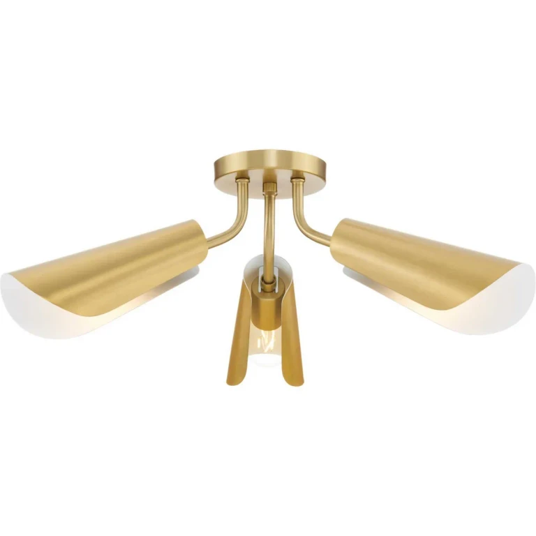 Brushed Gold Three Light Flush Mount from the Cornett Collection
