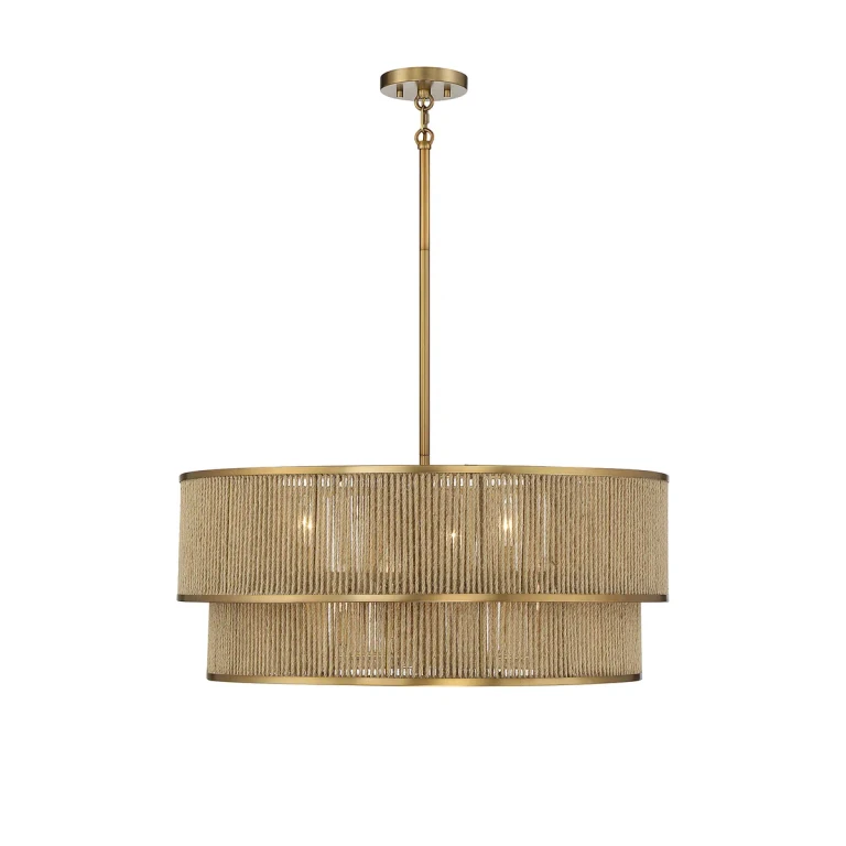 Ashburn 6-LightPendant in Warm Brass and Rope