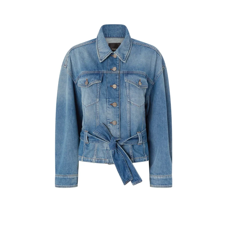 Pinko Jungle Jacket Dirty Blue - Jacket With Front Closure And Side Pockets - Cotton And Lyocell - Women