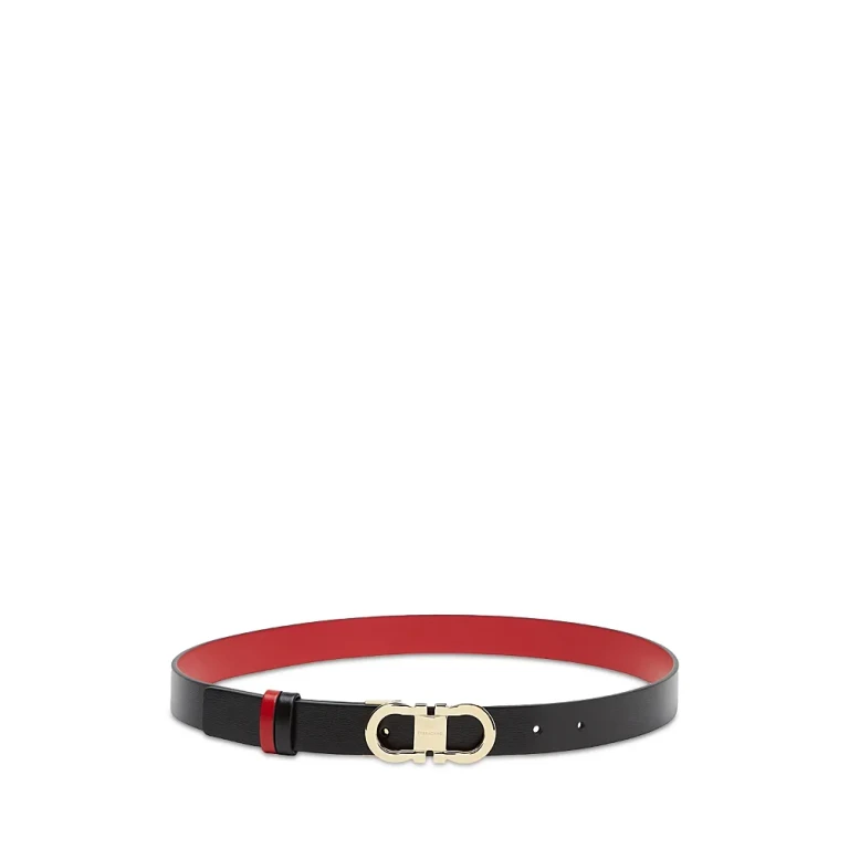 Ferragamo Women's Double Gancini Reversible Leather Belt