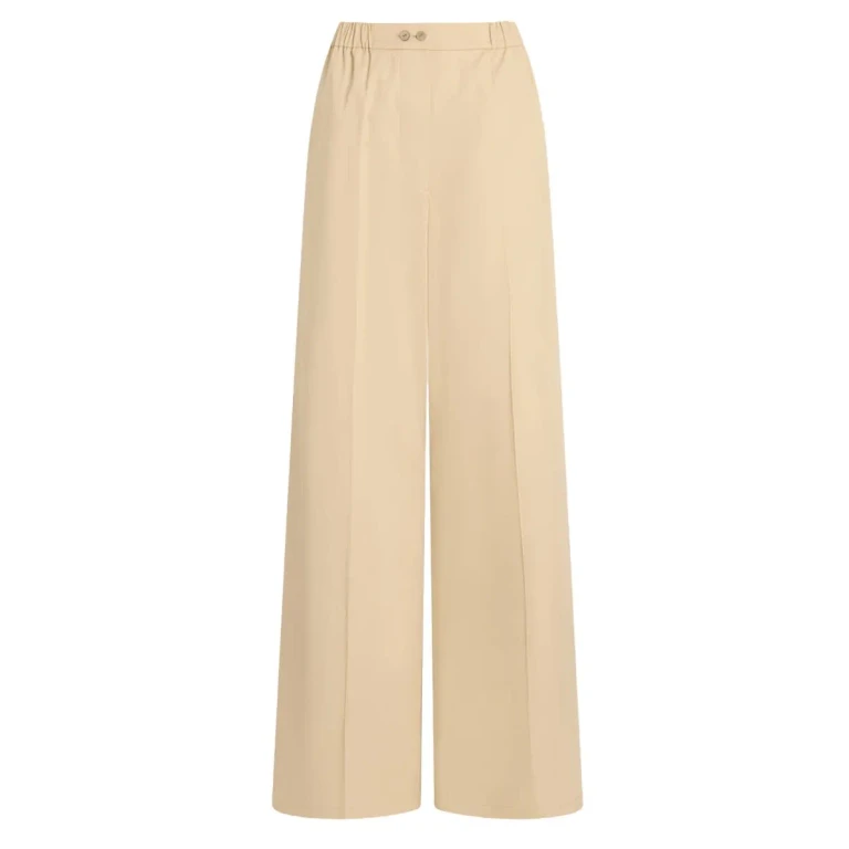 Pantalon Patou à jambes larges blanc et nude