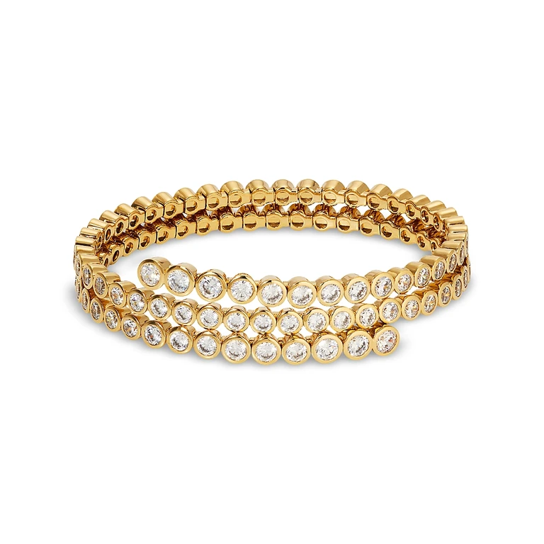 Nadri Dazzle Cubic Zirconia Bezel Triple Flex Wrap Bracelet